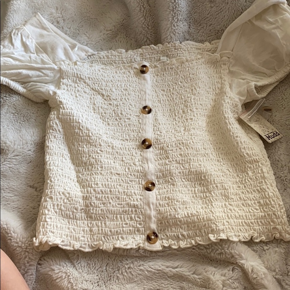 White top, stretchy super cute with jeans/wedges